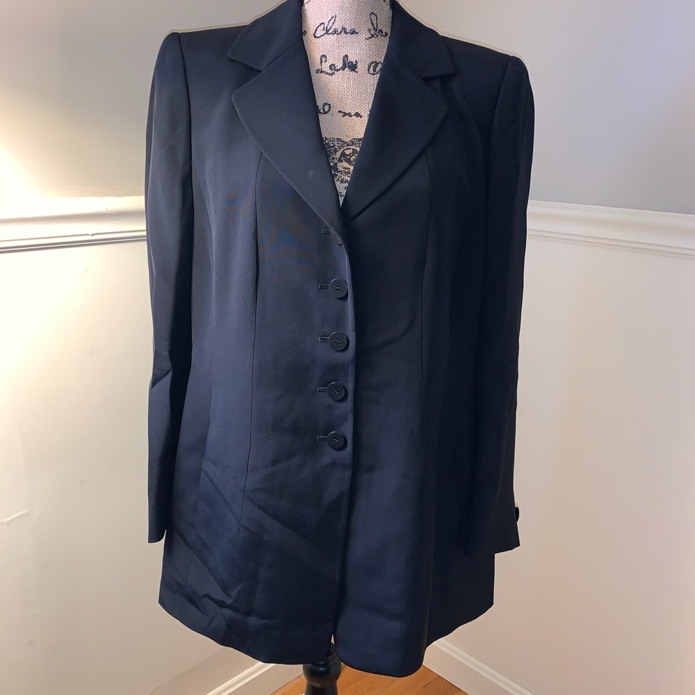 AKRIS Black Silk 4- Button Blazer 14